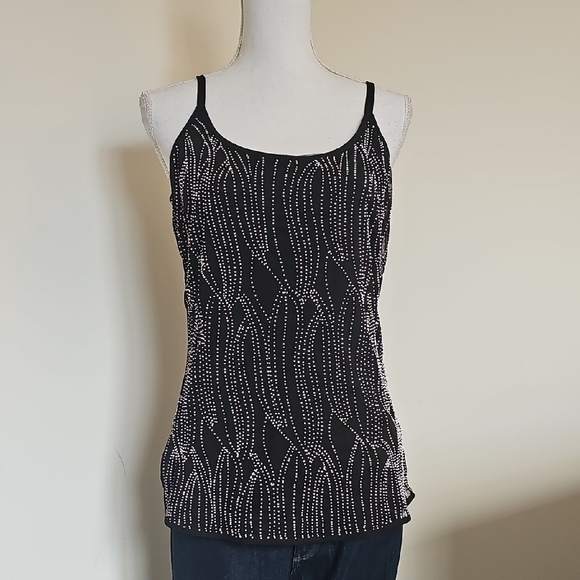 WHBM Black Beaded Women's Top
